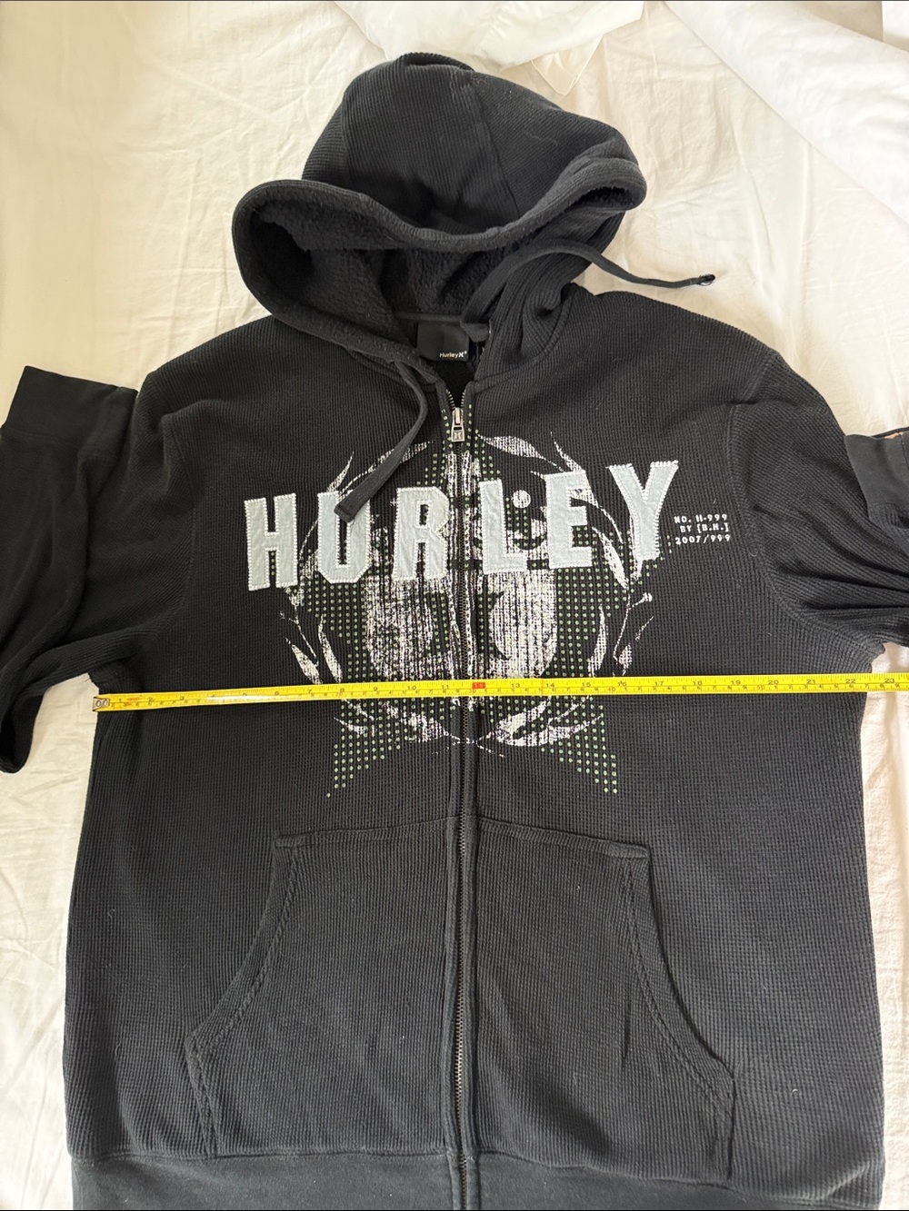 Hurley Black Full Zip Hoodie with Gray Logo Print - Picture 5 of 8
